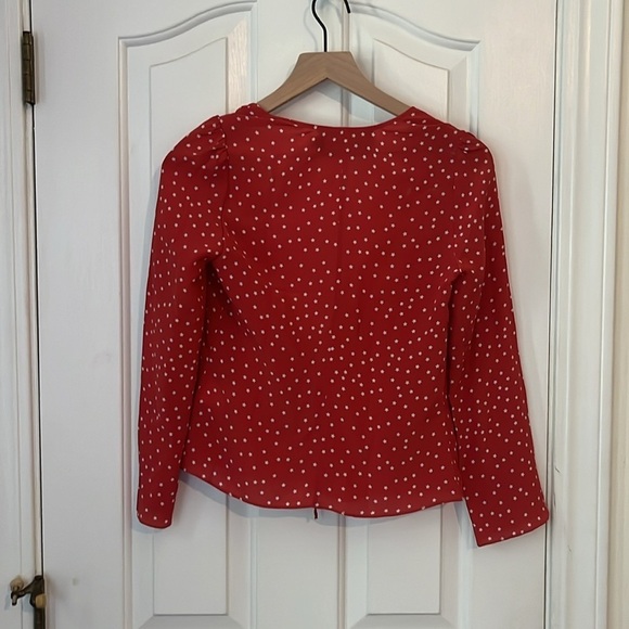 Realisation Par | 100% Silk The Bianca Front Tie Top Red White Stars XXS July 4 - Picture 9 of 13
